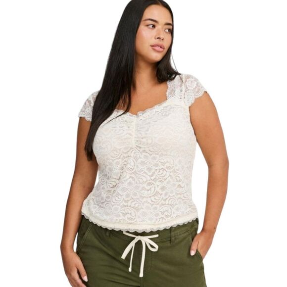 TORRID STRETCH LACE Sweetheart Cinch Front Top Plus Size 2X - Picture 1 of 16